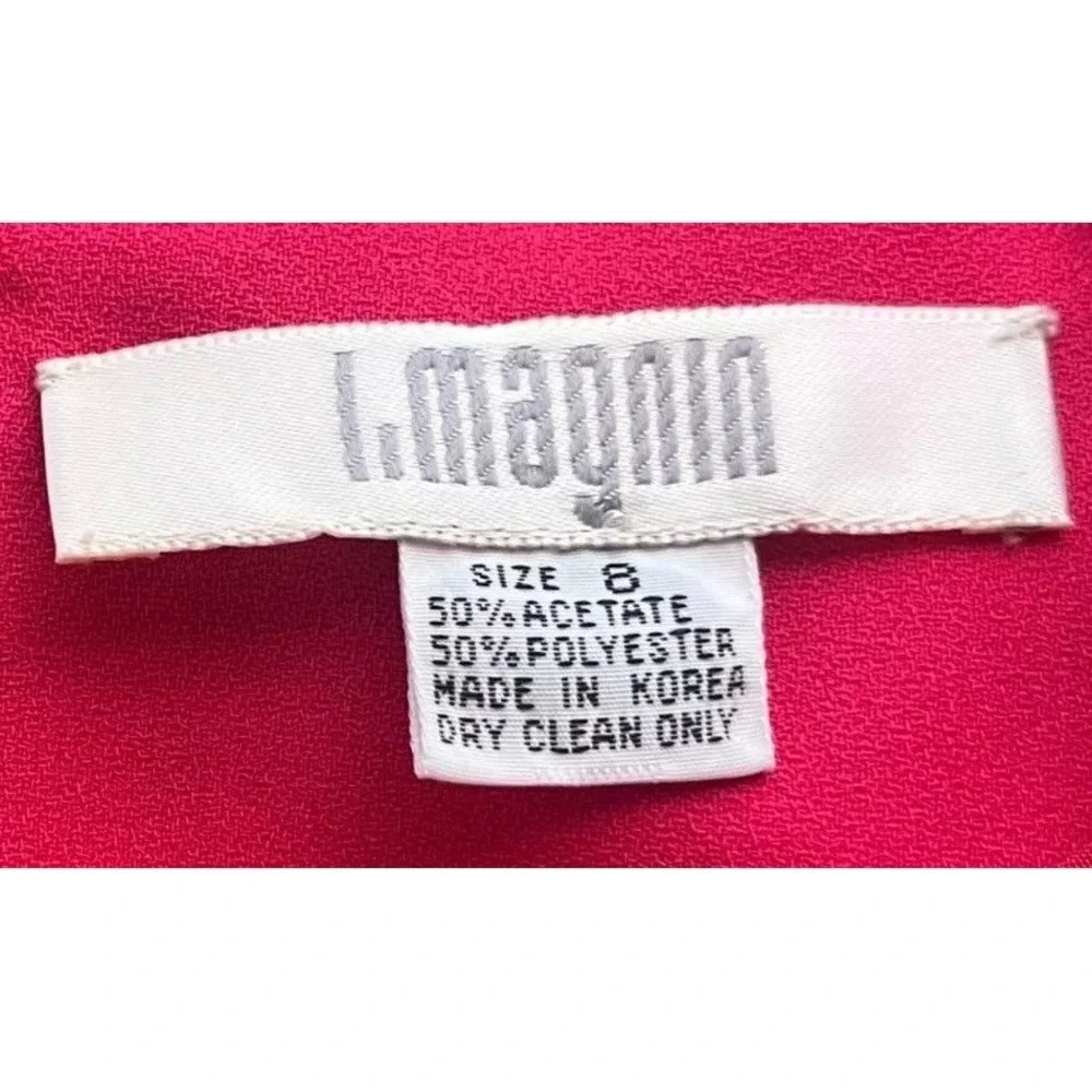 I. Magnin Peplum Mini Dress Women Pink V-Neck Cap‎ Sleeve Size 8